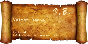 Valter Barna névjegykártya